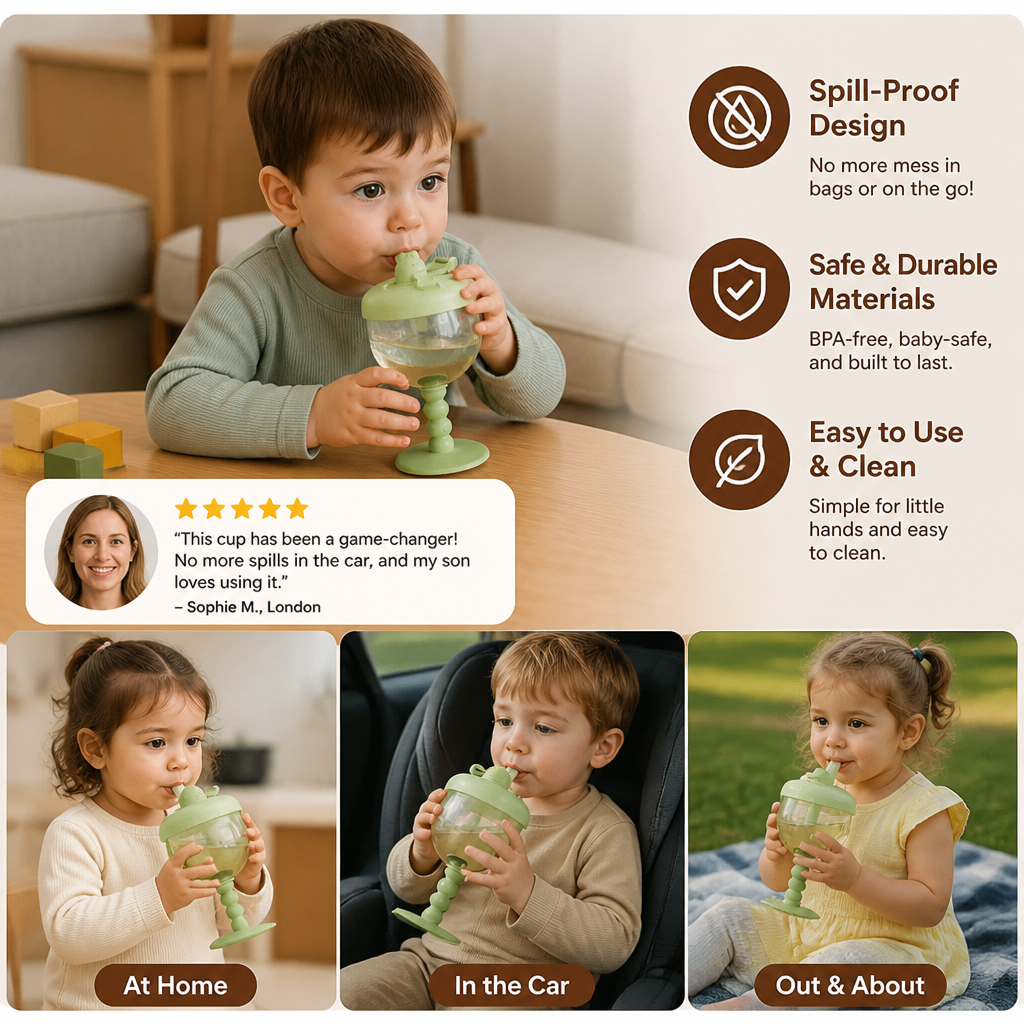 Spill-Proof Baby Straw Training Cup
