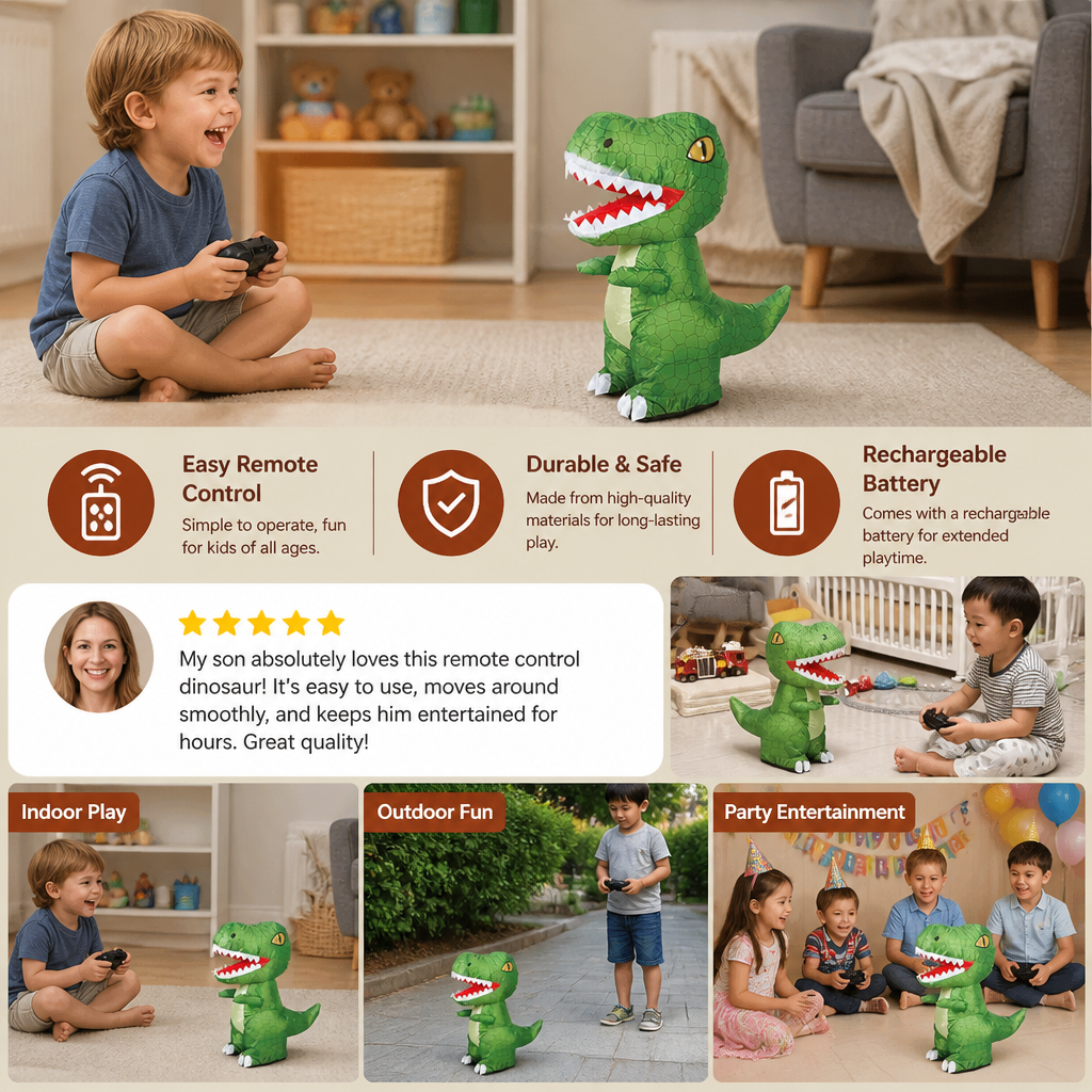 Remote Control Inflatable T-Rex Dinosaur Toy