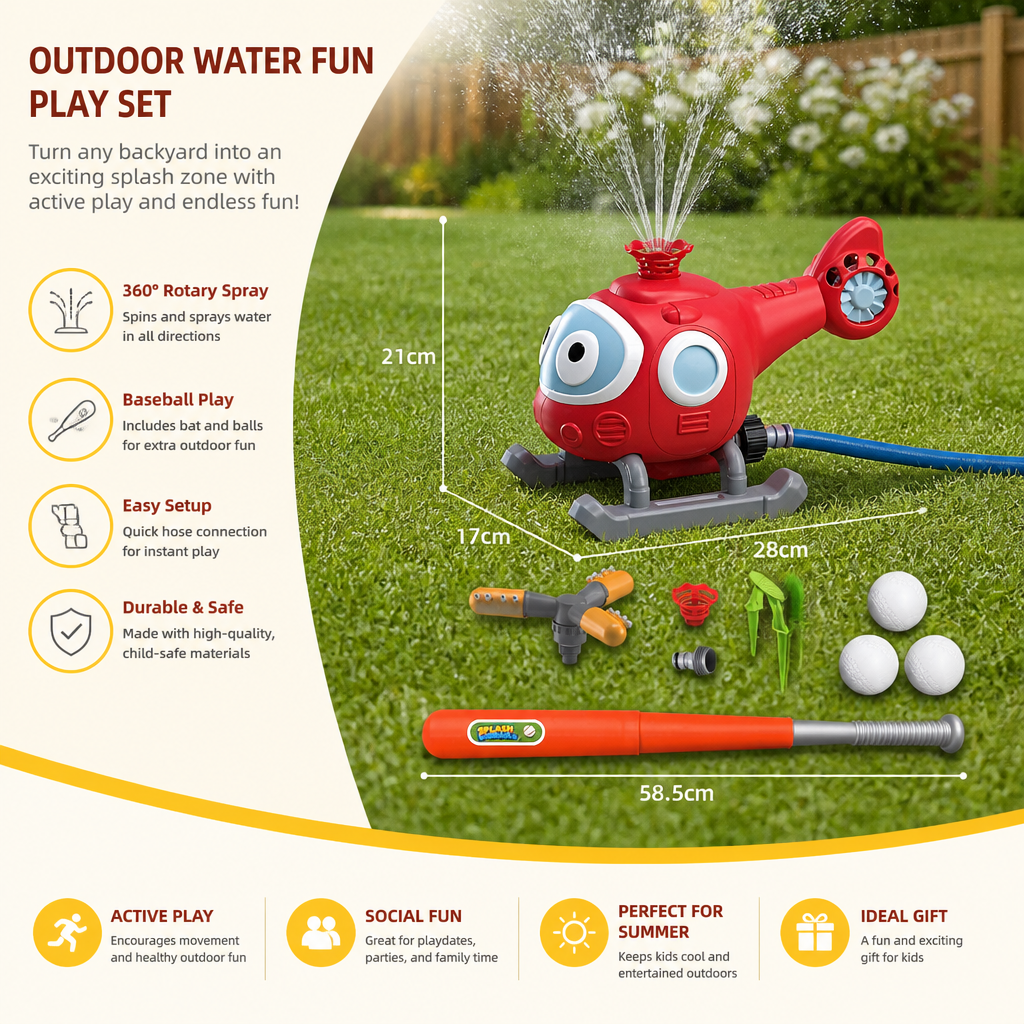 Baseball Water Fun Sprinkler Play Set
