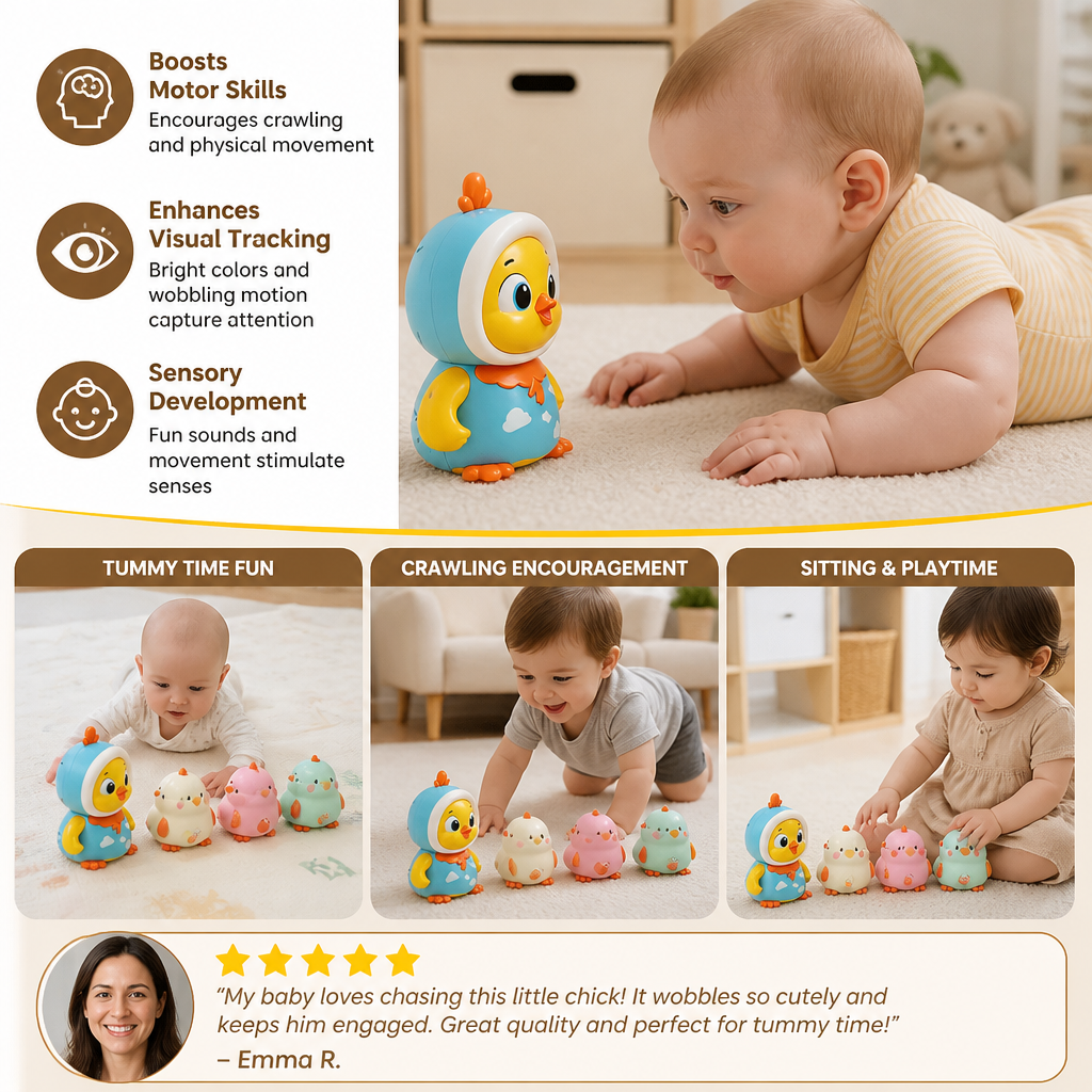 Wobbling Chicken Tummy-Time Toy