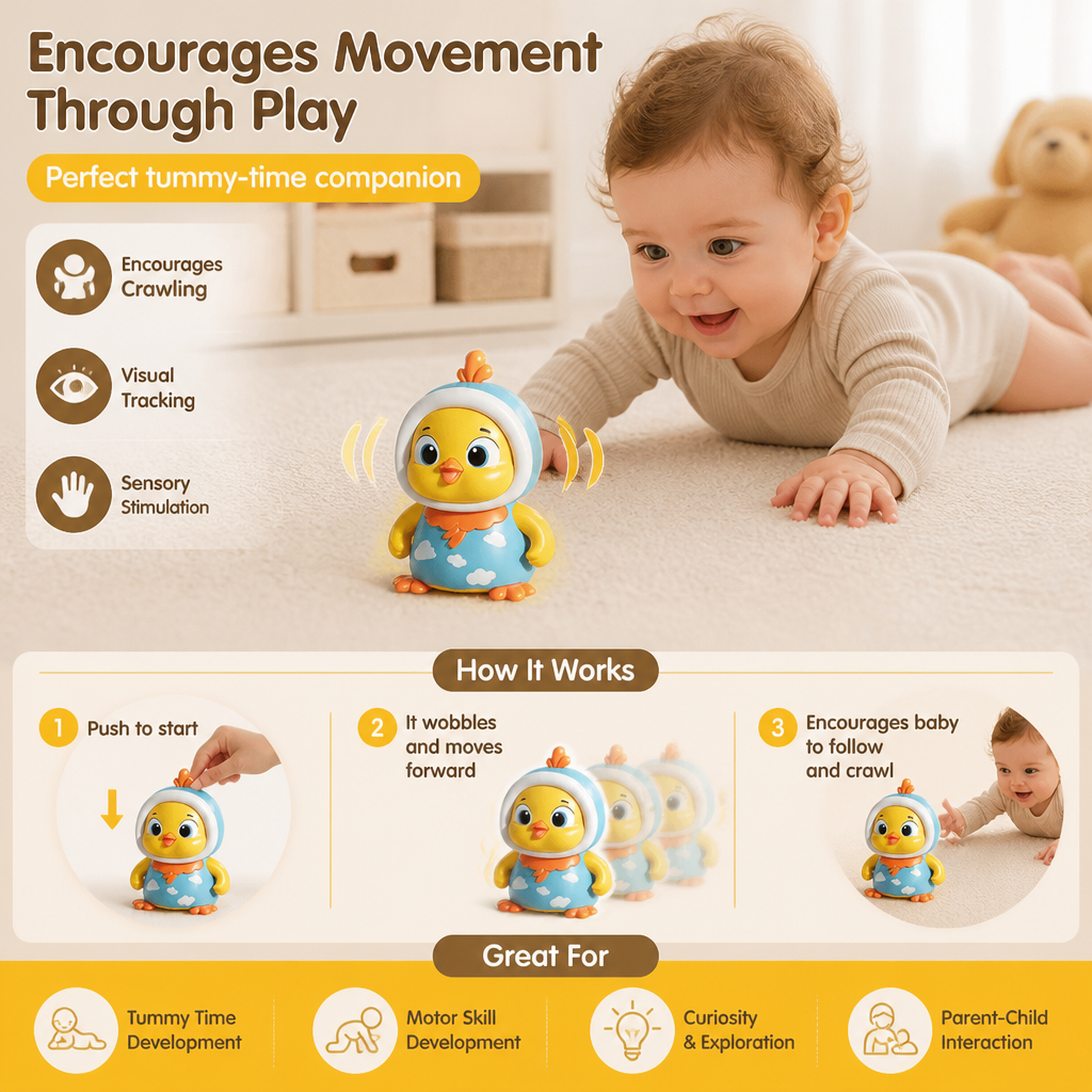 Wobbling Chicken Tummy-Time Toy