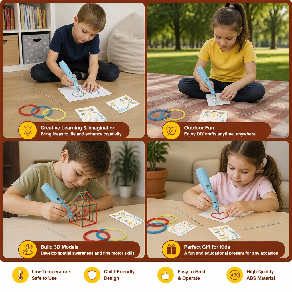 Low-Temperature 3D Pen Set for Kids – Safe DIY STEM Drawing Kit