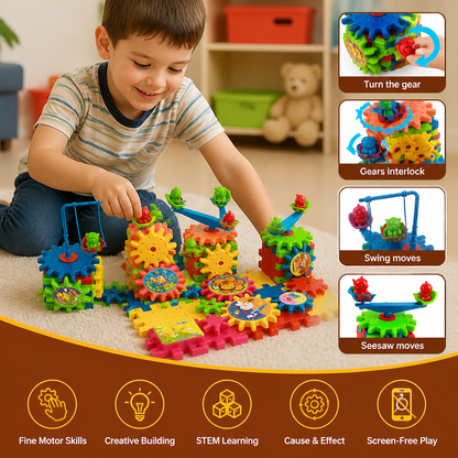 81-Piece STEM Gear Building Set – Interlocking Engineering Blocks for Kids
