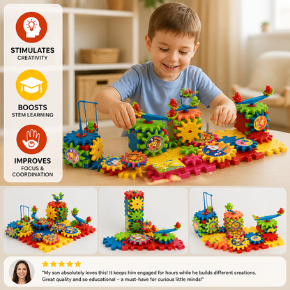81-Piece STEM Gear Building Set – Interlocking Engineering Blocks for Kids