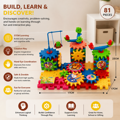 81-Piece STEM Gear Building Set – Interlocking Engineering Blocks for Kids