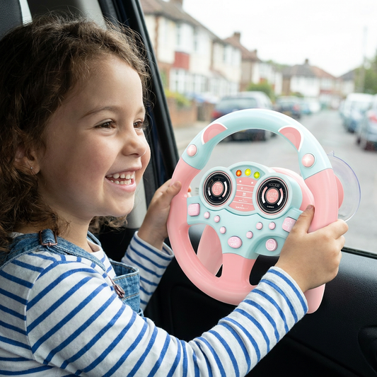 Kids Copilot Steering Wheel Toy with Suction Cup Lights and Sounds