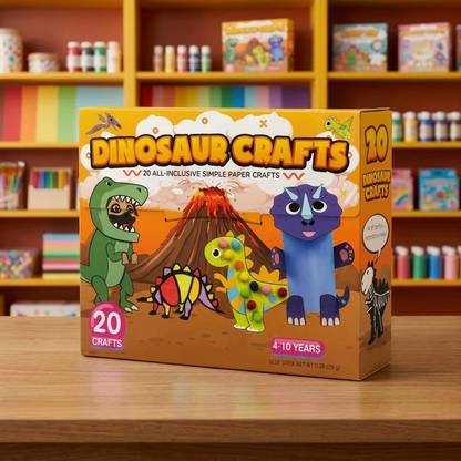 Kids Paper Crafts Box – 20 Easy DIY Arts & Crafts Projects for Ages 3–10 with Glue Stick, Tape & Envelopes