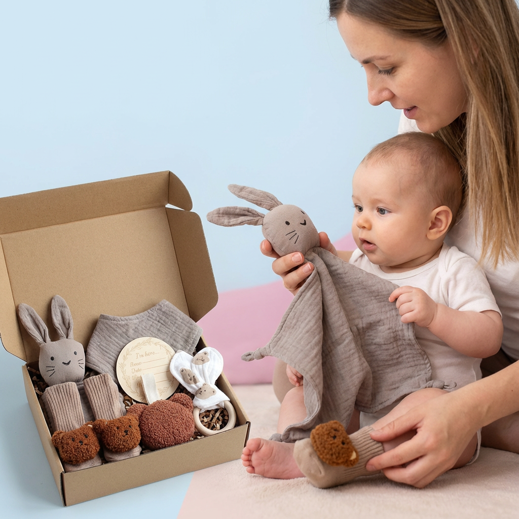 6-Piece Newborn Gift Box Set – Baby Essentials Starter Kit