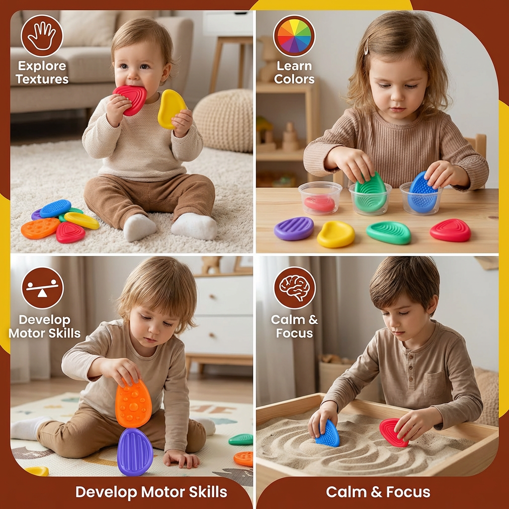 Sensory Stones for Kids – Textured Touch & Feel Learning Toy for Early Development