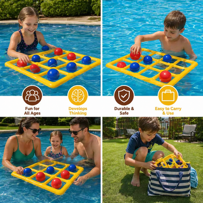 Inflatable Pool Tic-Tac-Toe Game Set – Water Party Game with Balls & Pump