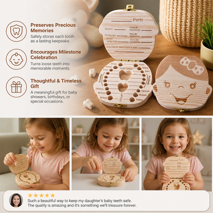 Wooden Baby Tooth Box – Kids Milk Teeth Storage & Keepsake Organizer