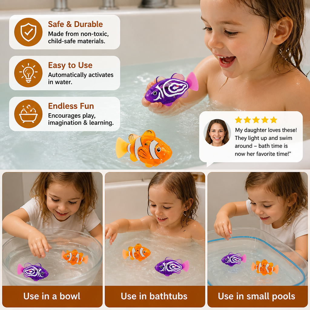 LED Swimming Fish Pool Toy Set – Automatic Water Activated Light-Up Fish