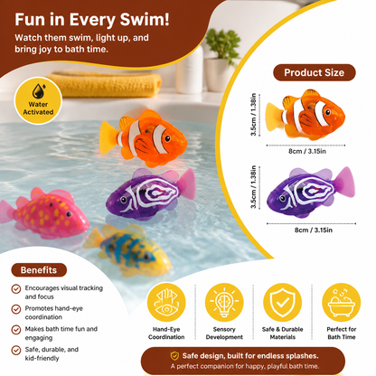 LED Swimming Fish Pool Toy Set – Automatic Water Activated Light-Up Fish
