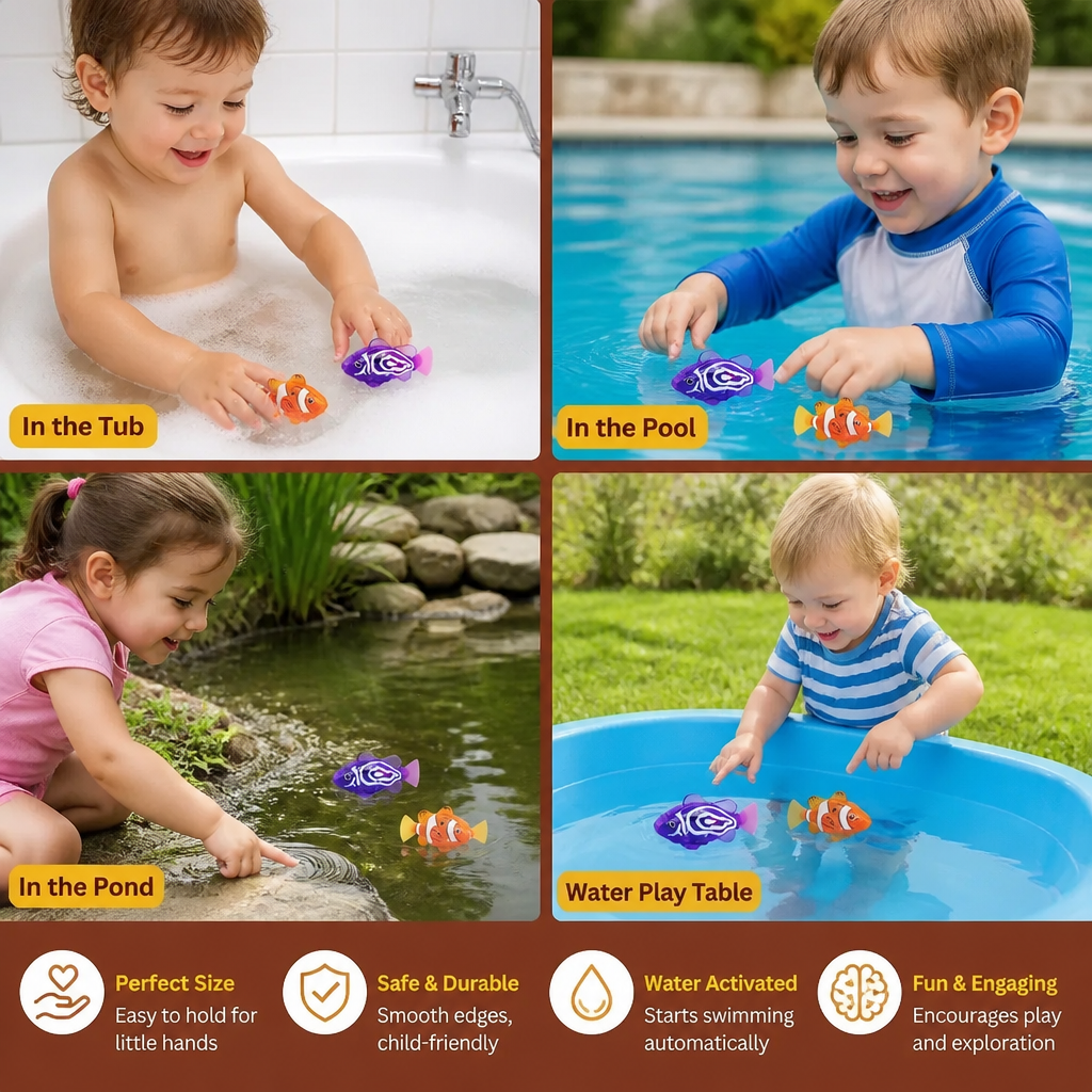 LED Swimming Fish Pool Toy Set – Automatic Water Activated Light-Up Fish