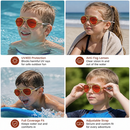 Pro Aviator Swim Goggles – UV400 Protection, Anti-Fog & Full Coverage Fit