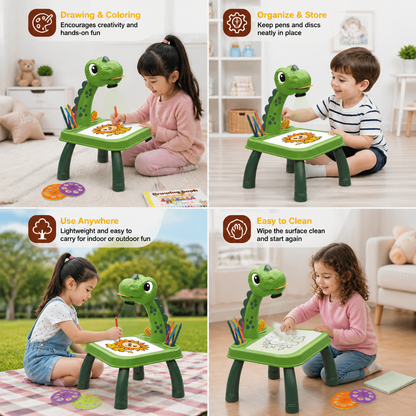 Dinosaur Projection Drawing Table for Kids with Markers and Music