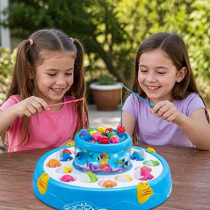 Electric Rotating Fishing Game Toy with Music and Colorful Fish