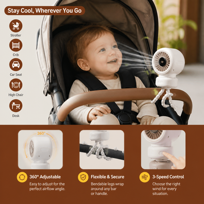 Portable Clip-On Mini Fan for Stroller Crib and Everyday Use