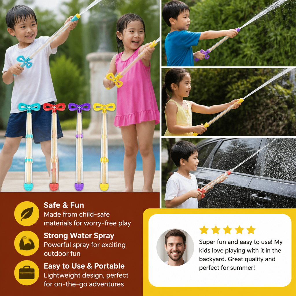 Kids Water Spray Blaster – Handheld Pull Spray Toy for Outdoor Fun