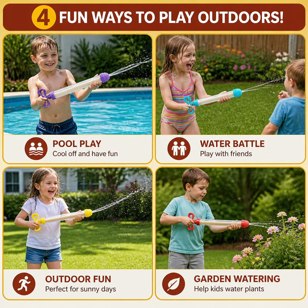 Kids Water Spray Blaster – Handheld Pull Spray Toy for Outdoor Fun