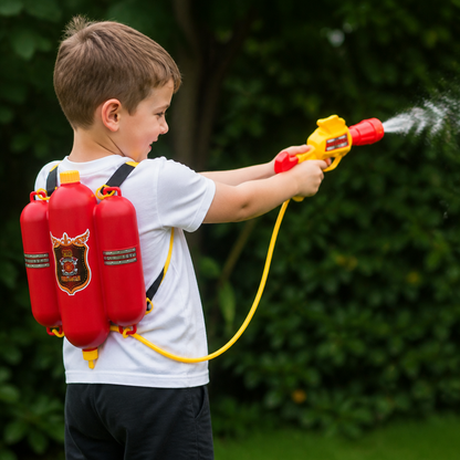 Firefighter Backpack Water Gun Toy for Kids Outdoor Summer Fun