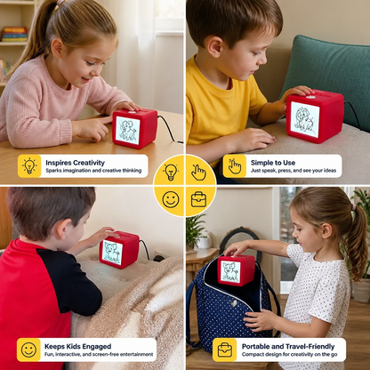 Magic AI Kids Print Box with Voice Control – Portable Creative Drawing & Idea Printer