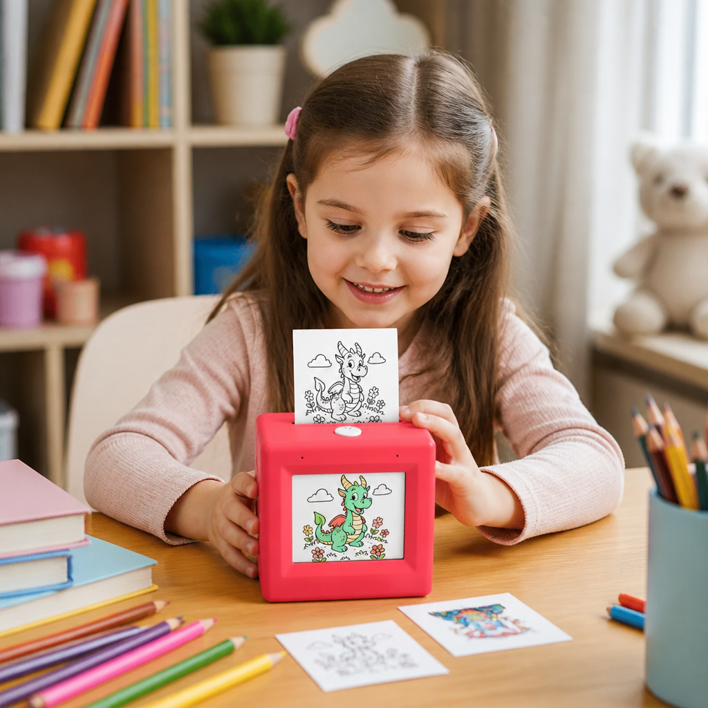 Magic AI Kids Print Box with Voice Control – Portable Creative Drawing & Idea Printer