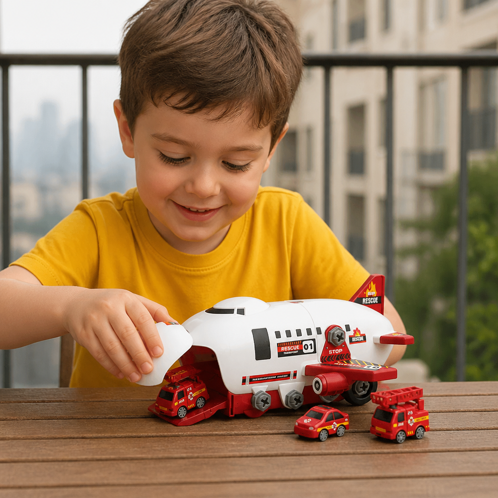 DIY Airplane Transport Truck Playset with Construction Vehicles