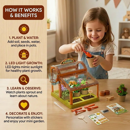 LED Acrylic Kids Greenhouse – Indoor Plant Growing Kit for Learning & Fun
