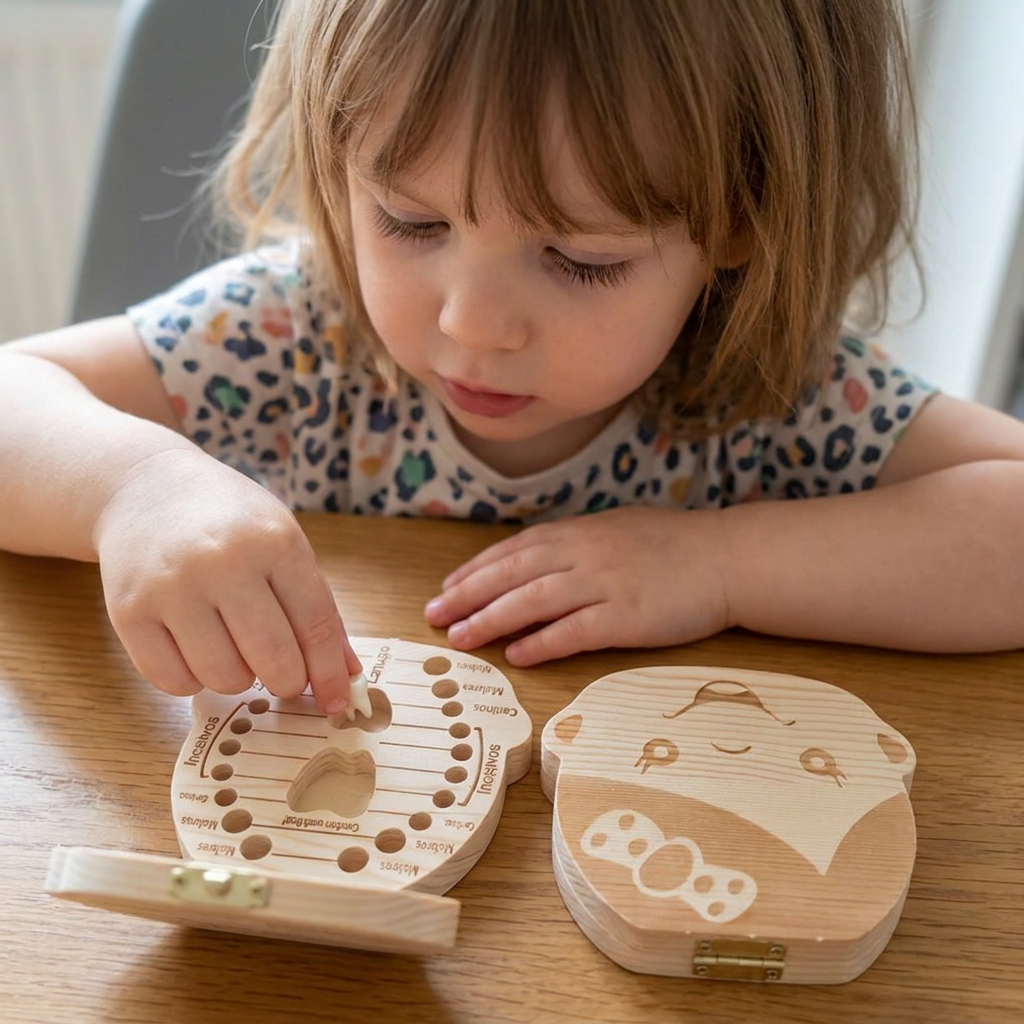 Wooden Baby Tooth Box – Kids Milk Teeth Storage & Keepsake Organizer