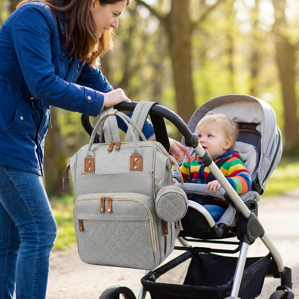 3-in-1 Travel Diaper Backpack with Foldable Baby Bed – Perfect for On-the-Go Parents