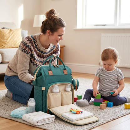 3-in-1 Travel Diaper Backpack with Foldable Baby Bed – Perfect for On-the-Go Parents