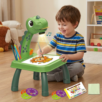 Dinosaur Projection Drawing Table for Kids with Markers and Music
