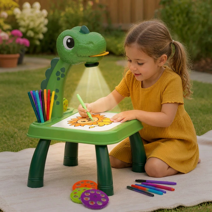 Dinosaur Projection Drawing Table for Kids with Markers and Music