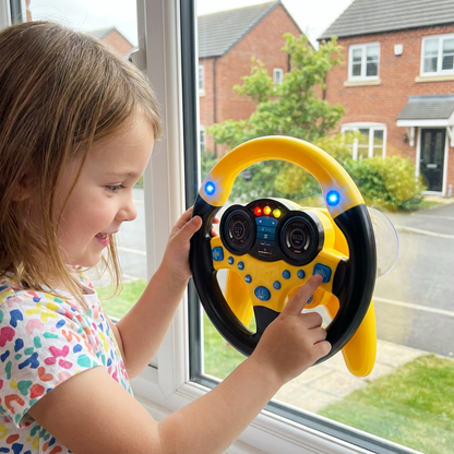 Kids Copilot Steering Wheel Toy with Suction Cup Lights and Sounds
