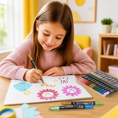 Glitter Brush Marker Set – Dual-Tip Sparkling Art Markers