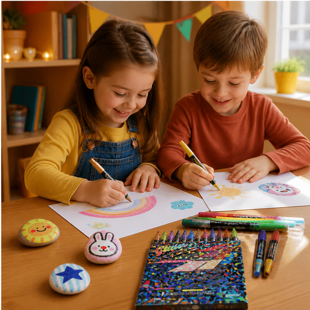 Glitter Brush Marker Set – Dual-Tip Sparkling Art Markers