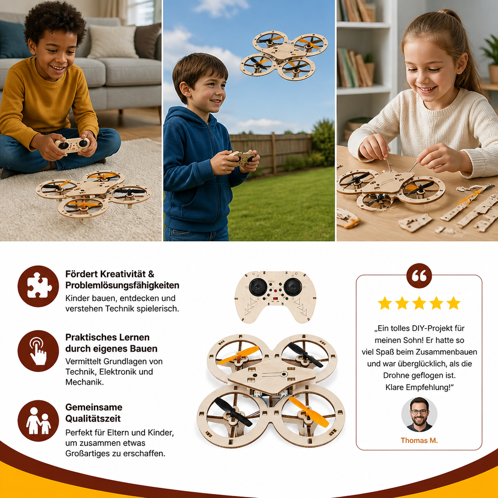 DIY Wooden RC Quadcopter Kit – Build Your Own Flying Adventure