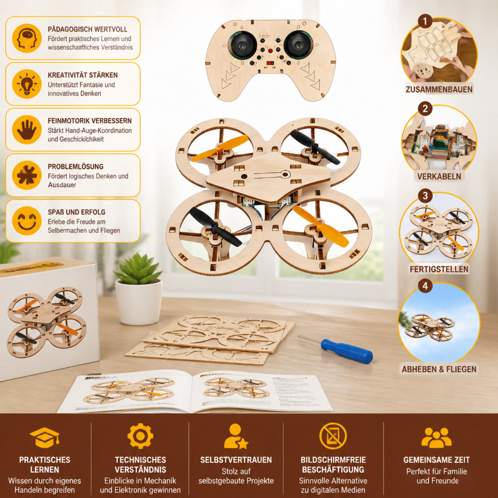 DIY Wooden RC Quadcopter Kit – Build Your Own Flying Adventure