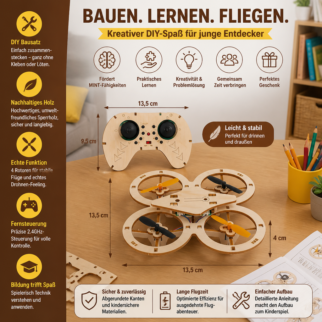 DIY Wooden RC Quadcopter Kit – Build Your Own Flying Adventure