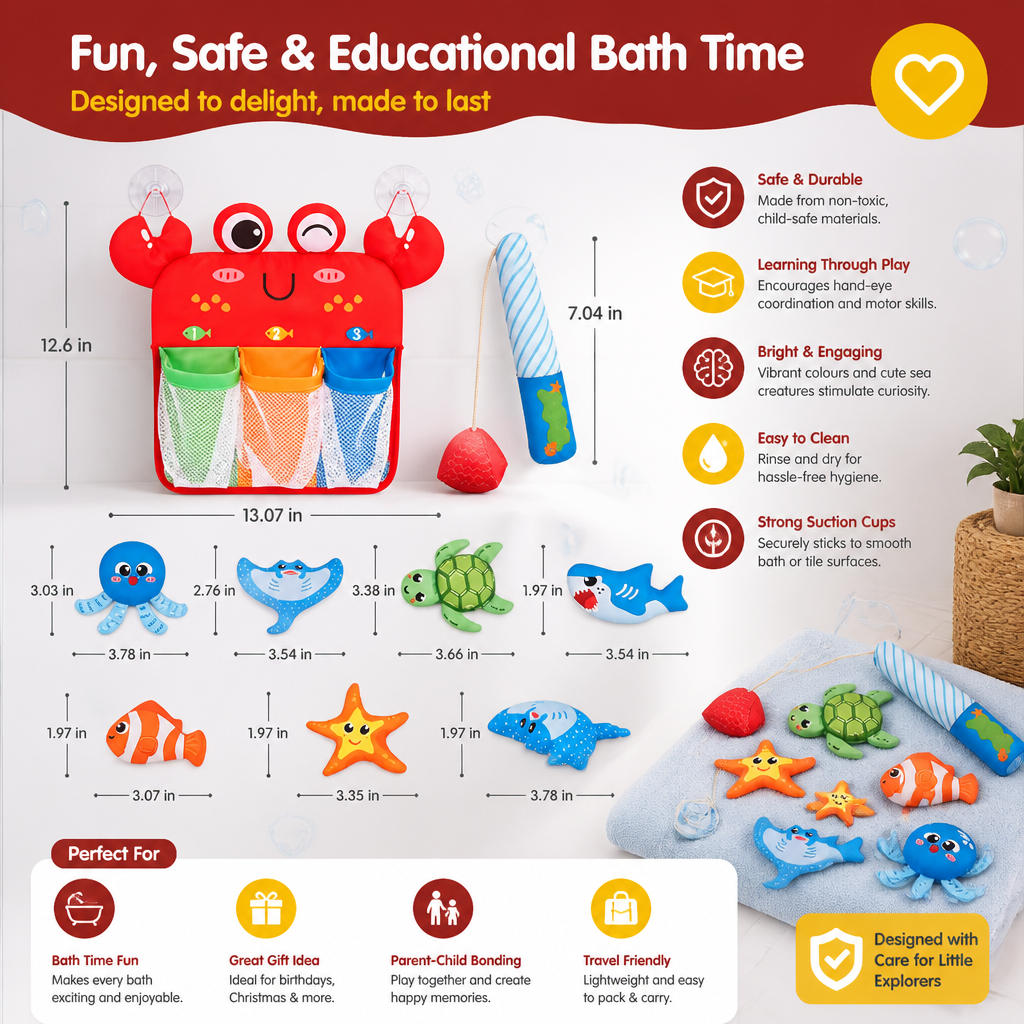 Montessori Magnet Fishing Bath Toy Set