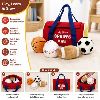 My First Sports Plush Bag – Soft Baby Play Set