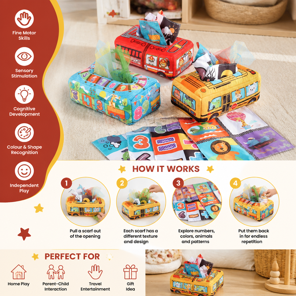 Montessori Magic Tissue Box – Sensory Learning Toy for Babies