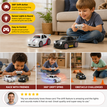 RC Racing Drift Car for Kids - Remote Control with Sensor Lights & Sound