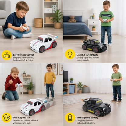 RC Racing Drift Car for Kids - Remote Control with Sensor Lights & Sound