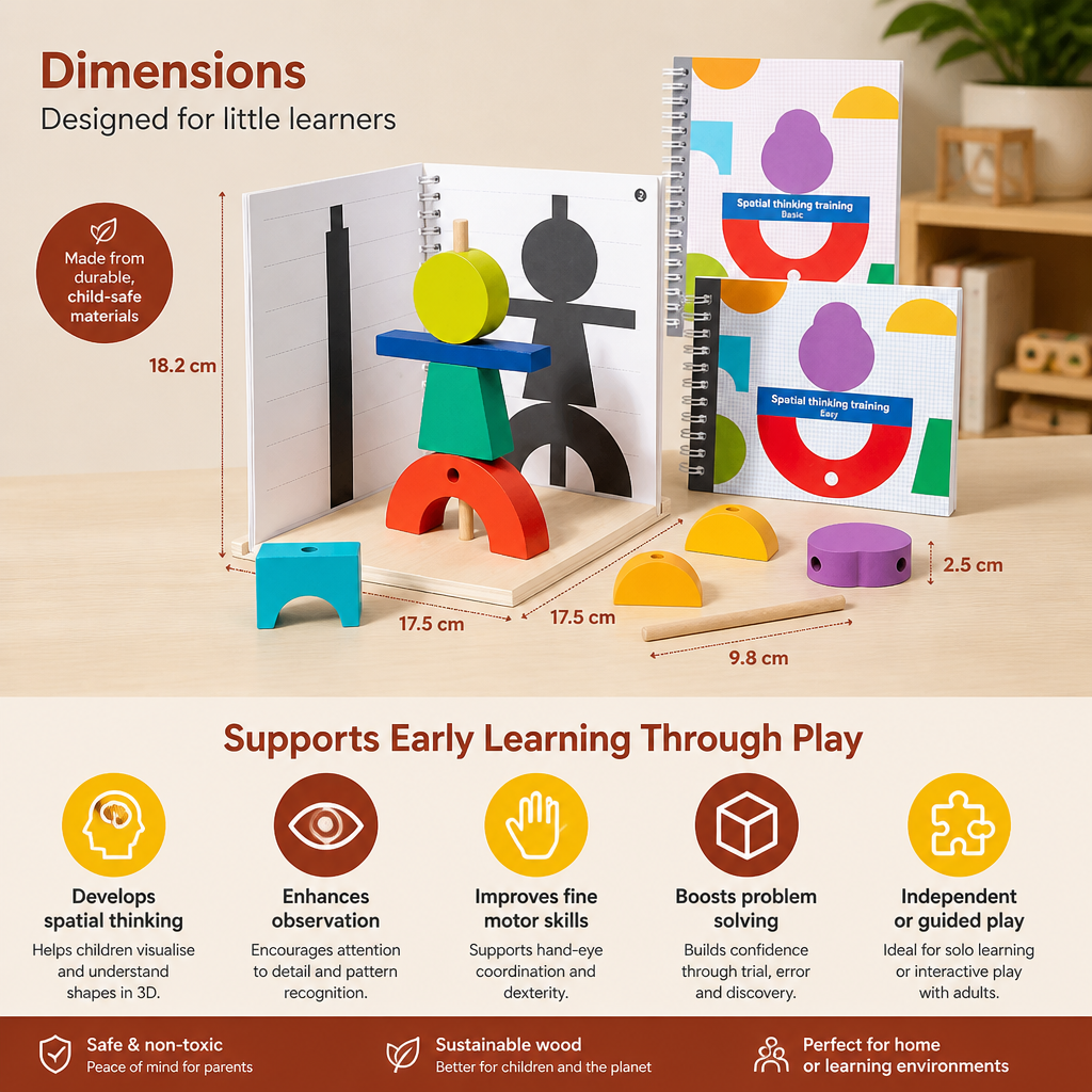 Wooden 3D Shadow Matching & Spatial Thinking Puzzle for Kids