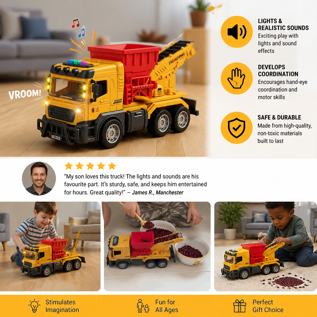Construction Dump Truck Toy with Lights & Sounds