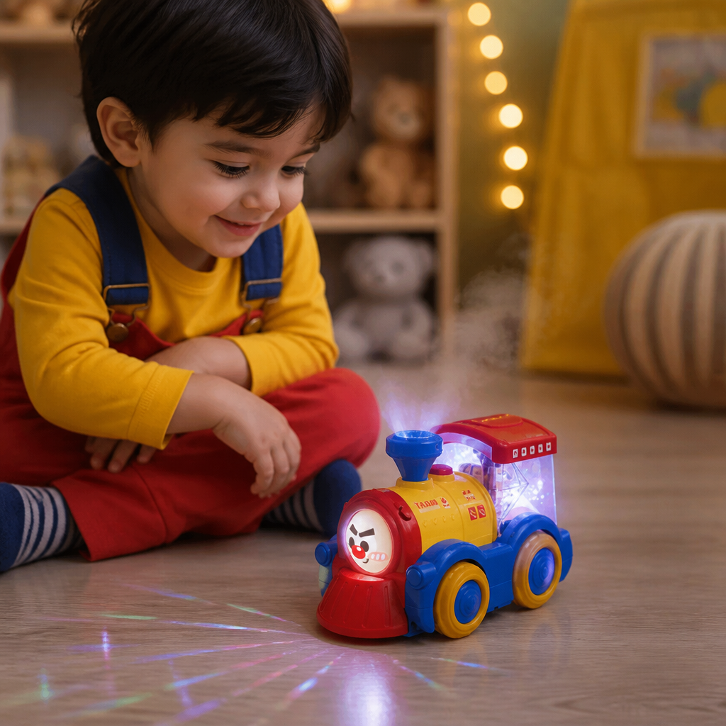 Transforming Train Toy with Steam, Lights & Music