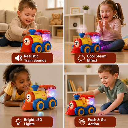 Transforming Train Toy with Steam, Lights & Music