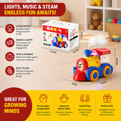 Transforming Train Toy with Steam, Lights & Music